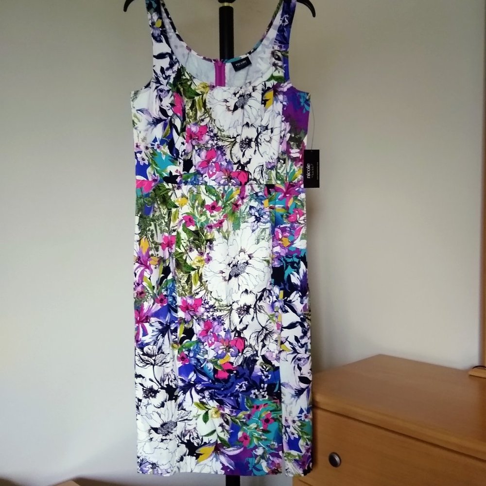 NICOLE BY NICOLE MILLER FLORAL PRINT MIDI SHEATH DRESS